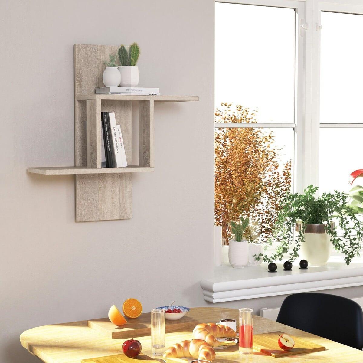 WANDREGAL mit 2 Ablagen 64/20/70 cm - Eichefarben, Holzwerkstoff (20/70/10cm) - Calicosy
