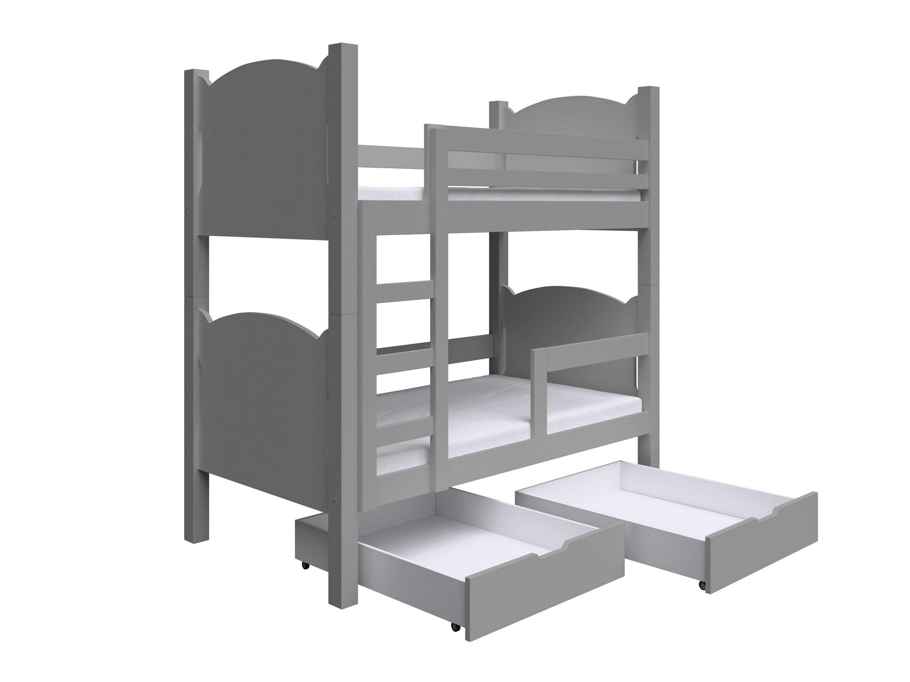 ETAGENBETT LEONE mit Bettkasten 80x180 cm Grau - Grau, Holz (80/180cm) - MASSENO