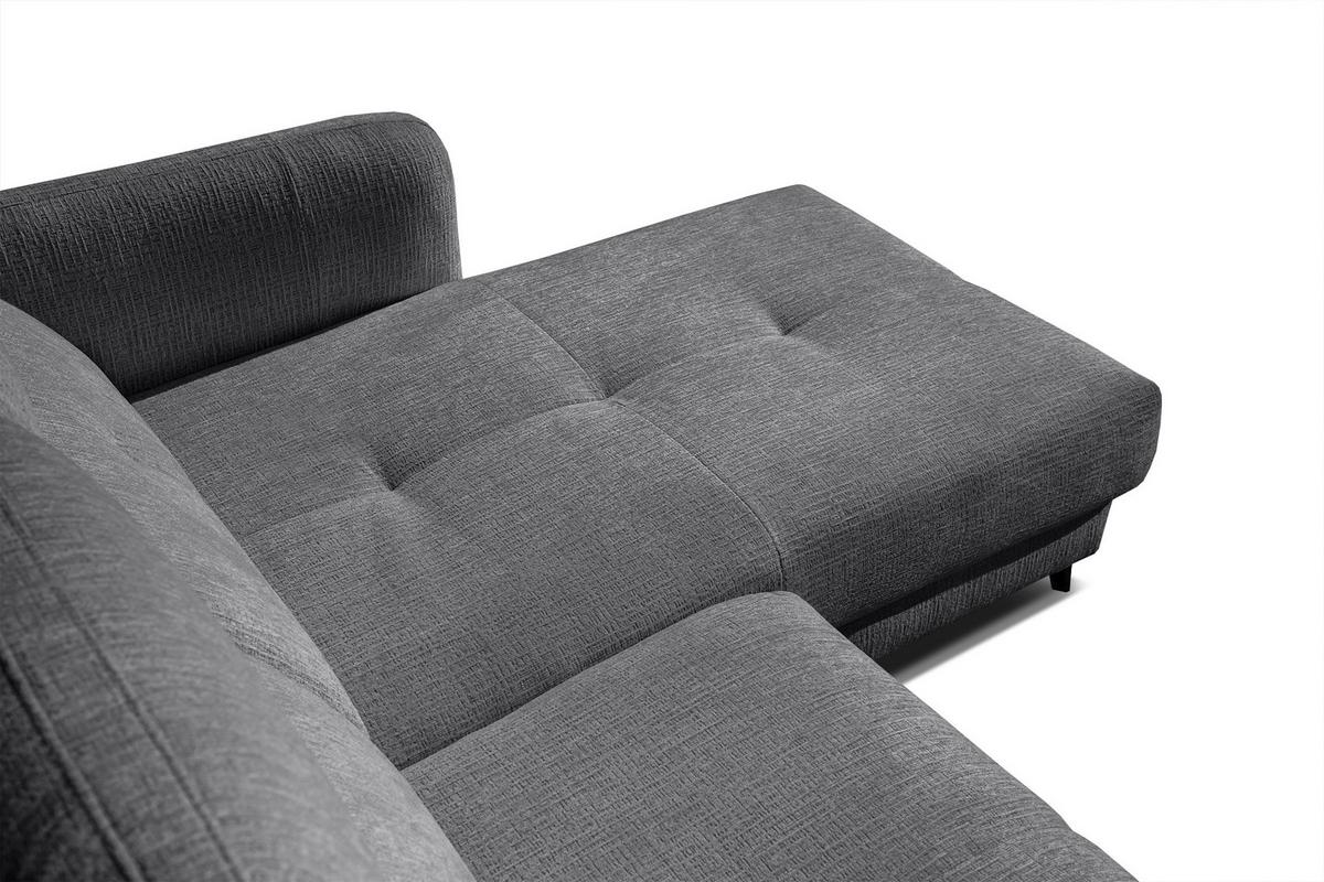 ECKSOFA SVEN 3-Sitzer, 1 Relax XL, verstellbare Kopfstützen, dunkelgrau - Anthrazit/Schwarz, Holzwerkstoff/Textil (256/163cm) - Wozimo