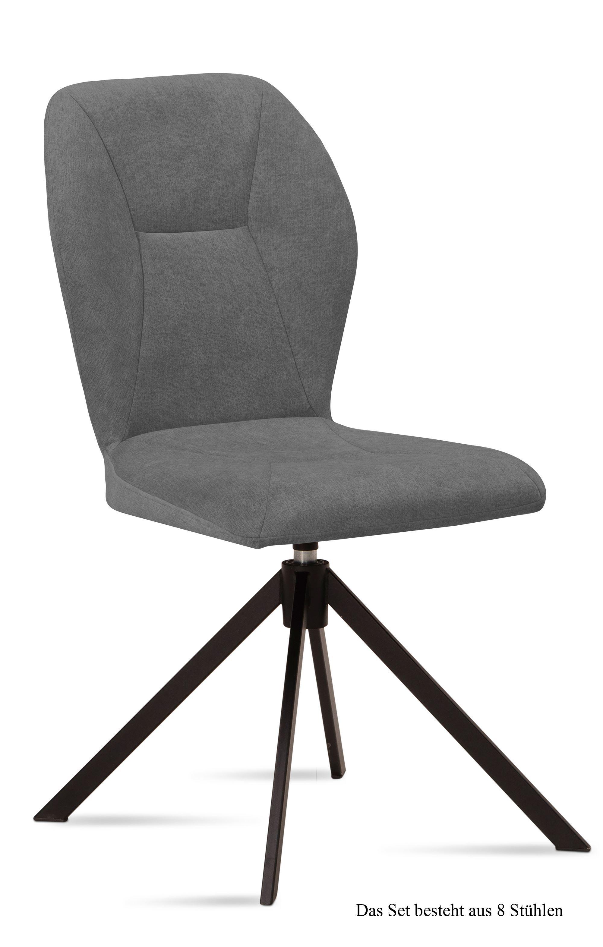 ESSZIMMERSTUHL drehbar (8er-Set) Denyse 51x92x60 Schwarz/Grau - Schwarz/Grau, Kunststoff (60/92/51cm) - 58aufmkessel
