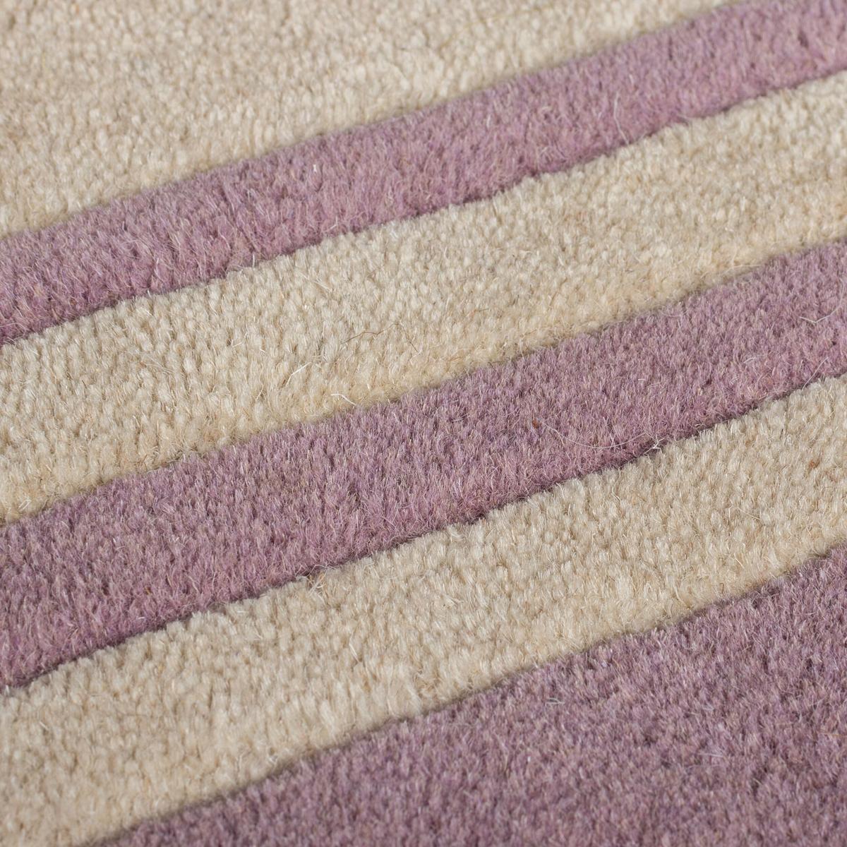 WOLLTEPPICH WENSUM, mit grafischem Muster mit Rahmen, Lila-Beige, Ø 120 cm - Lila, Textil (120/120cm) - KADIMA DESIGN