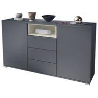 SIDEBOARD Skadu Creme Hochglanz - Anthrazit/Creme, Holzwerkstoff (138.5/75.5/35cm) - Vladon