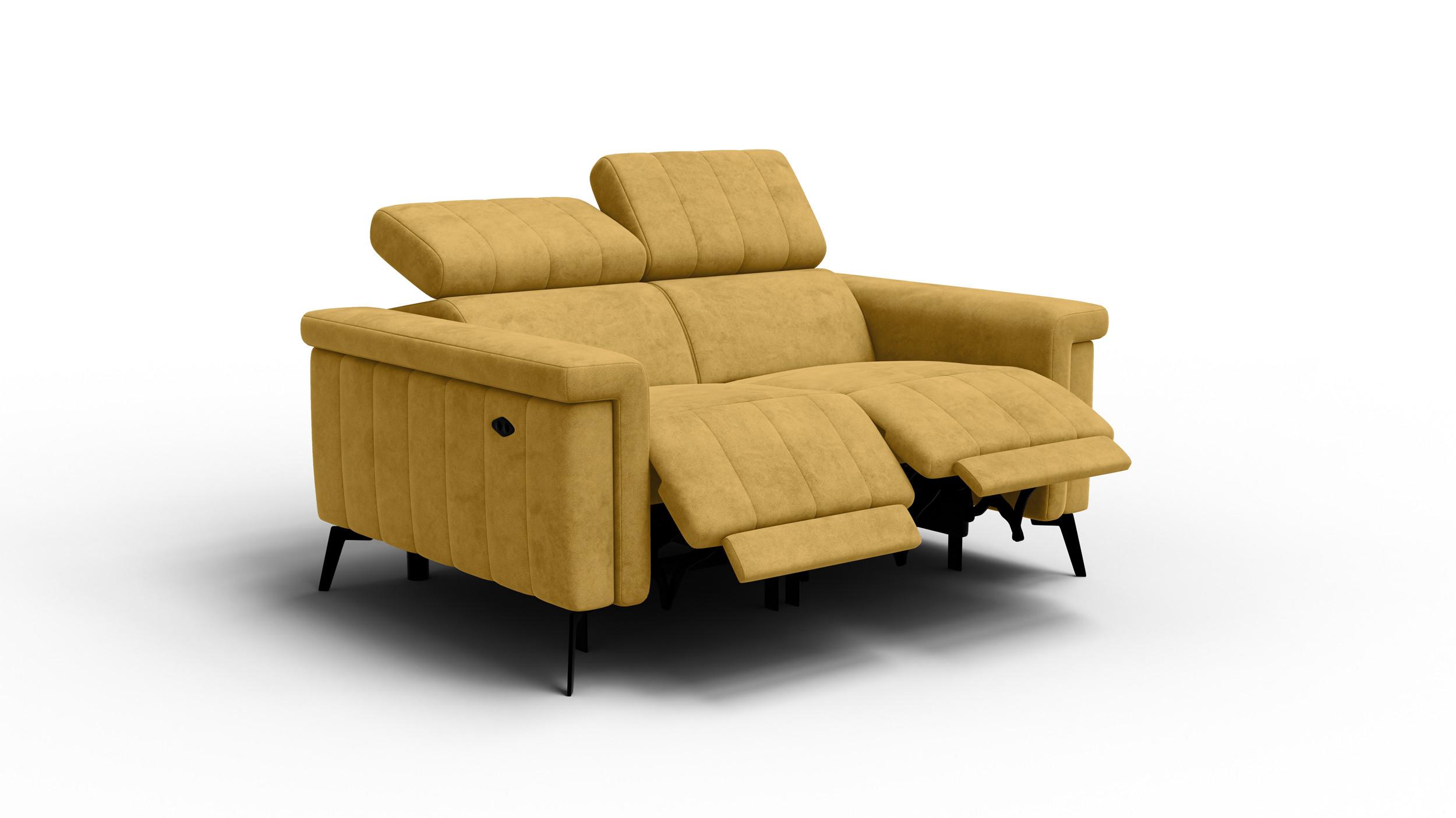RELAXSOFA NORDEL 2-Sitzer, senfgelb - Gelb/Schwarz, Holz/Textil (150/80/105cm) - Wozimo