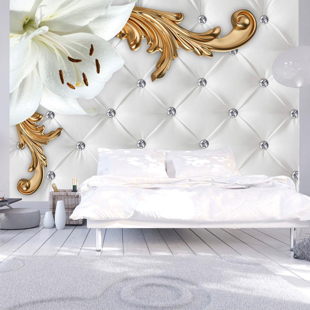 SELBSTKLEBENDE FOTOTAPETE Weiß 98/70 cm - Goldfarben/Weiß, Kunststoff/Textil (98/1cm) - KUNSTLOFT
