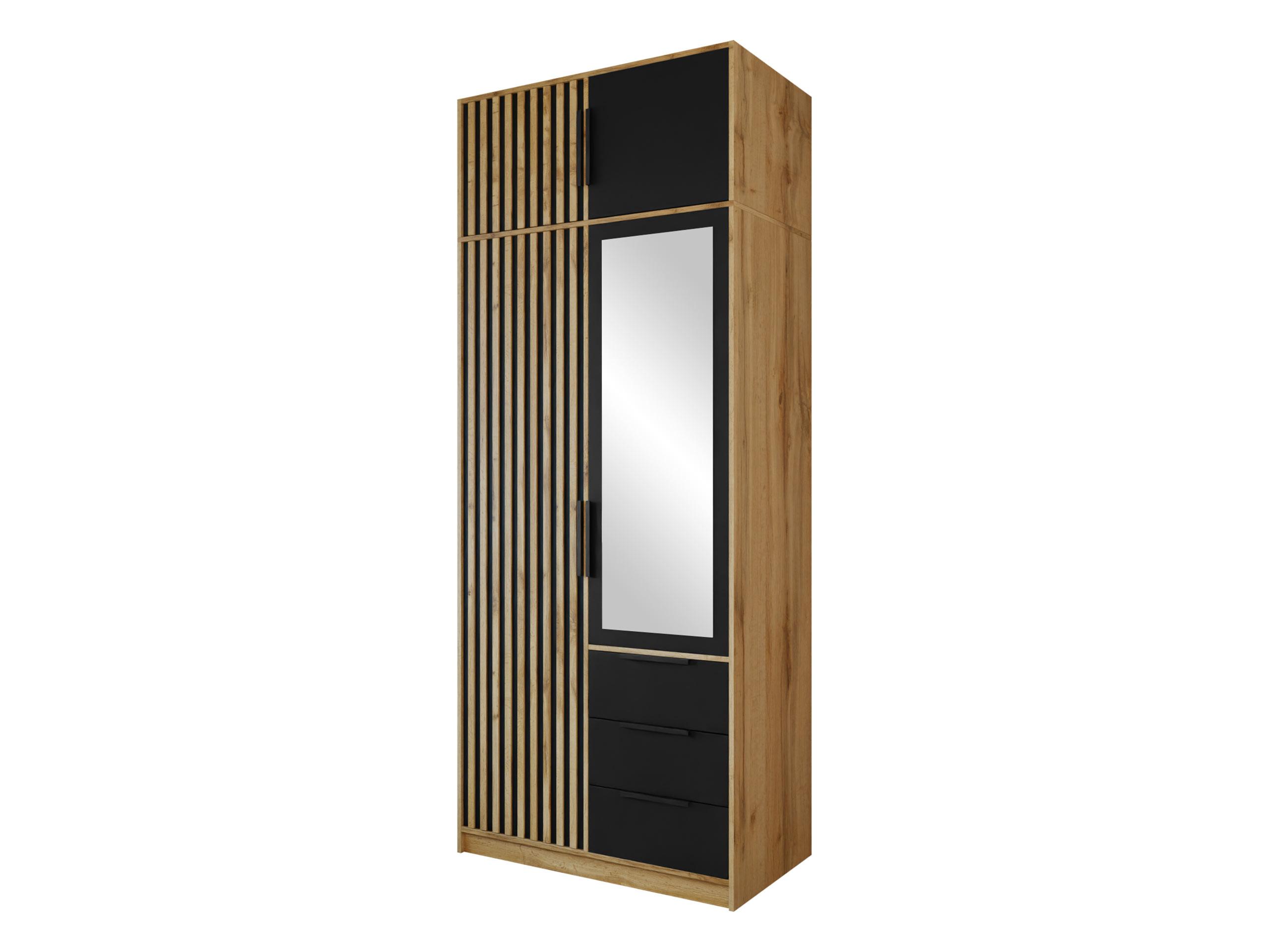 KLEIDERSCHRANK Bali Lux D2 mit Schrankaufsatz - Schwarz/Braun, Holzwerkstoff/Metall (100/245/58cm) - MIRJAN24