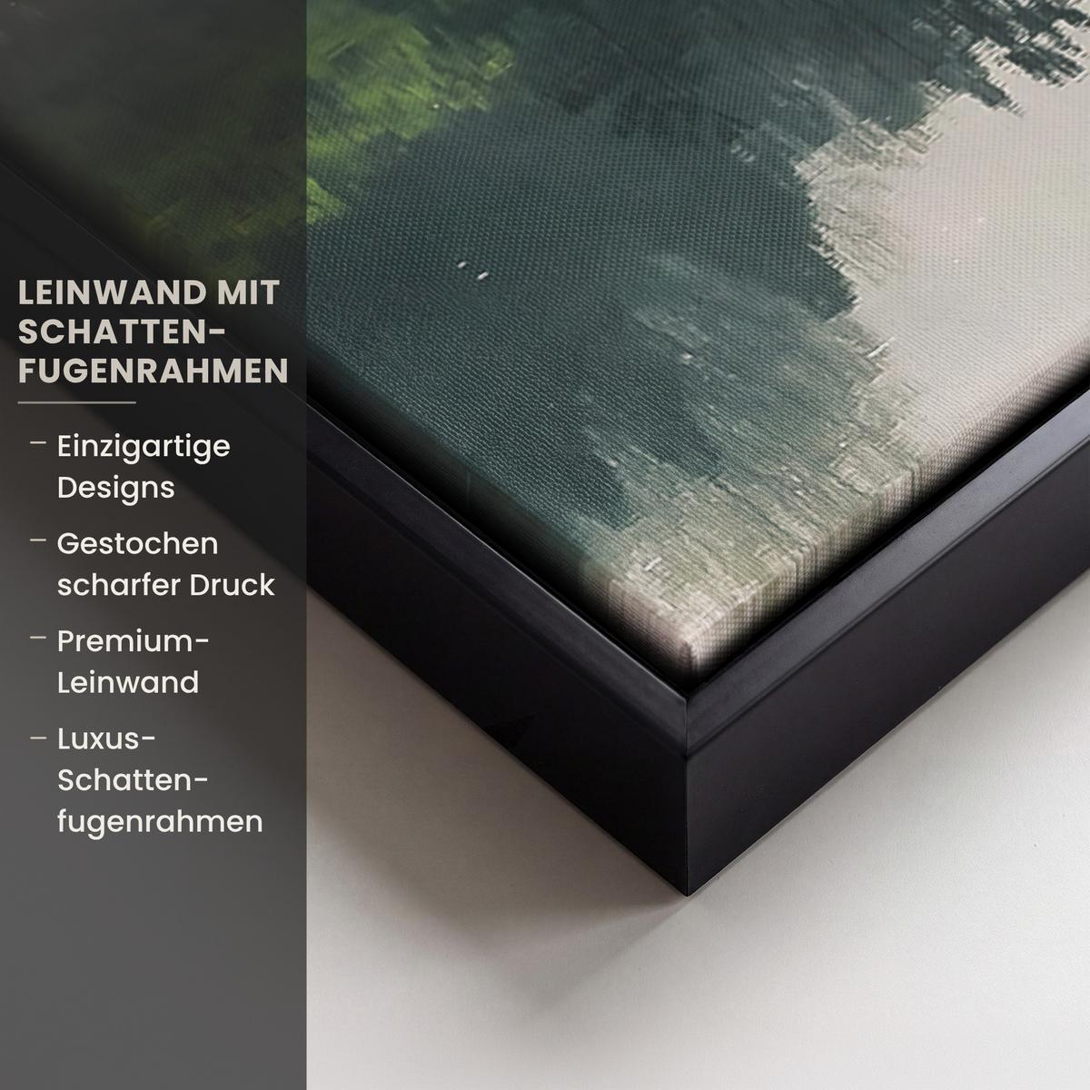 LEINWAND Bilder mit Rahmen - Natur - Bäume - Berge - See - Wasser - 50x50 - Hellgrün, Textil (50/50cm) - MuchoWow