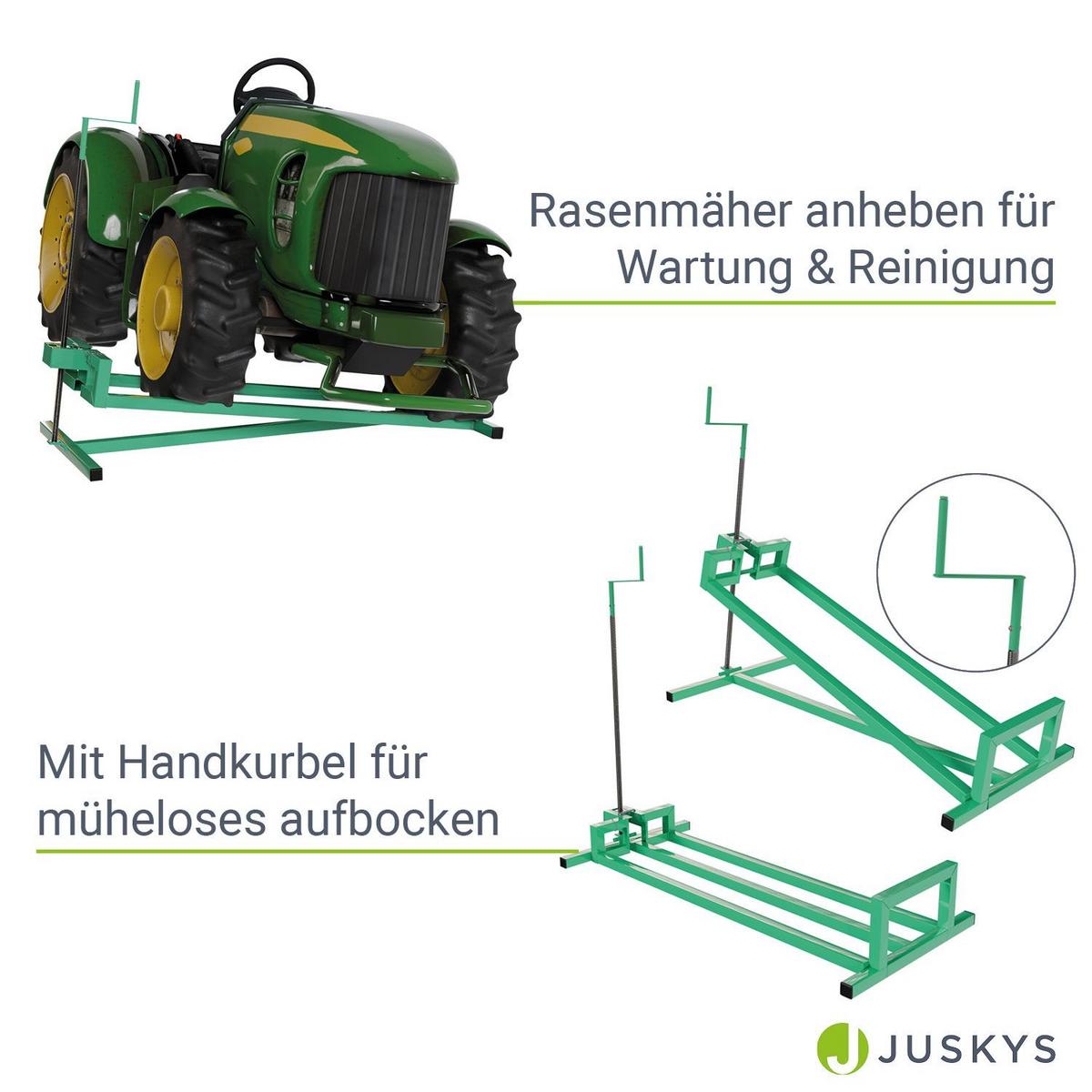 RASENTRAKTORHEBER grün inkl. Handschuhe - Grün, Metall (120/50/100cm) - Juskys