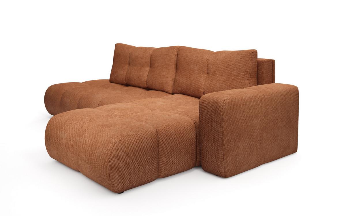 ECKSOFA DUCA R-S Orange Chenille mit Schlaffunktion - Dunkelorange, Holz (266.5/266.5cm) - MASSENO