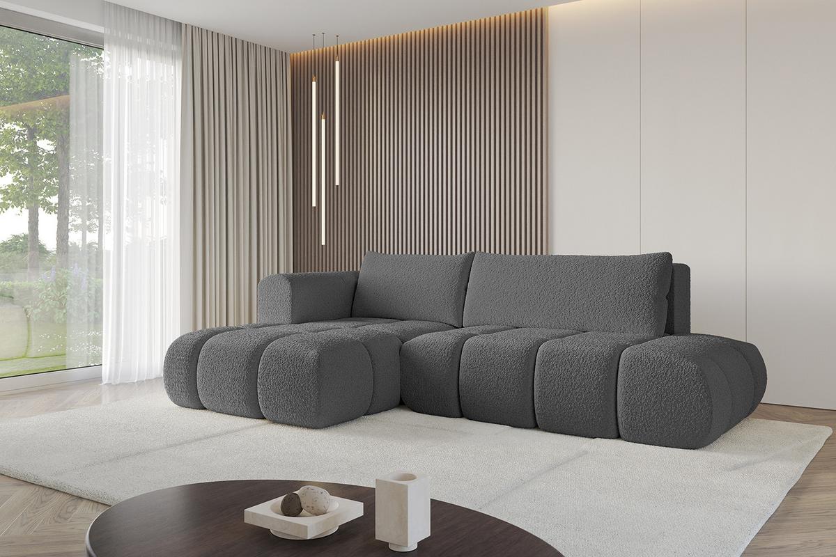 ECKSOFA Ottomane Links CLOUD-L 280x185x90 Grau Bouclé - Grau, Holzwerkstoff/Kunststoff (280/185cm) - ALTDECOR