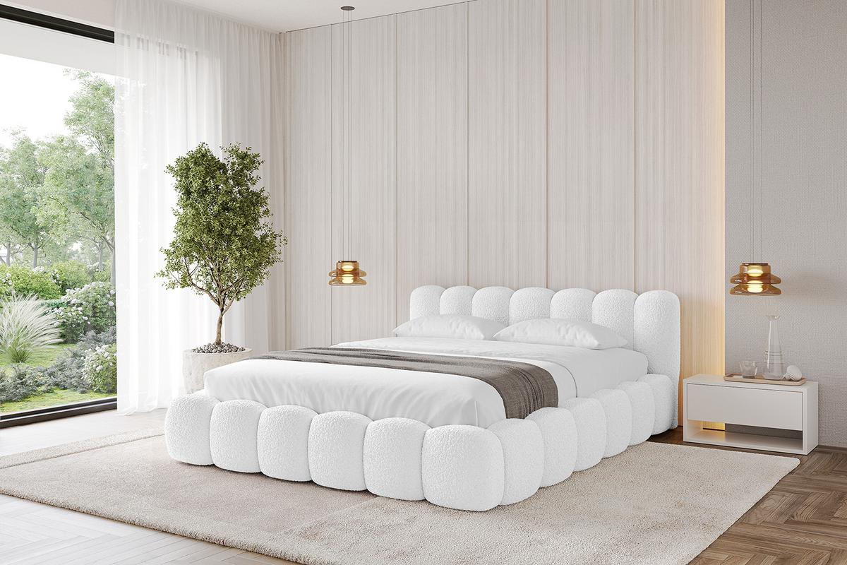 POLSTERBETT mit Bettkasten und Lattenrost, Bett mit Matratze H3/H4 - SENA-v1 180x200 Weiß - Weiß, Holzwerkstoff/Textil (180/200cm) - ALTDECOR
