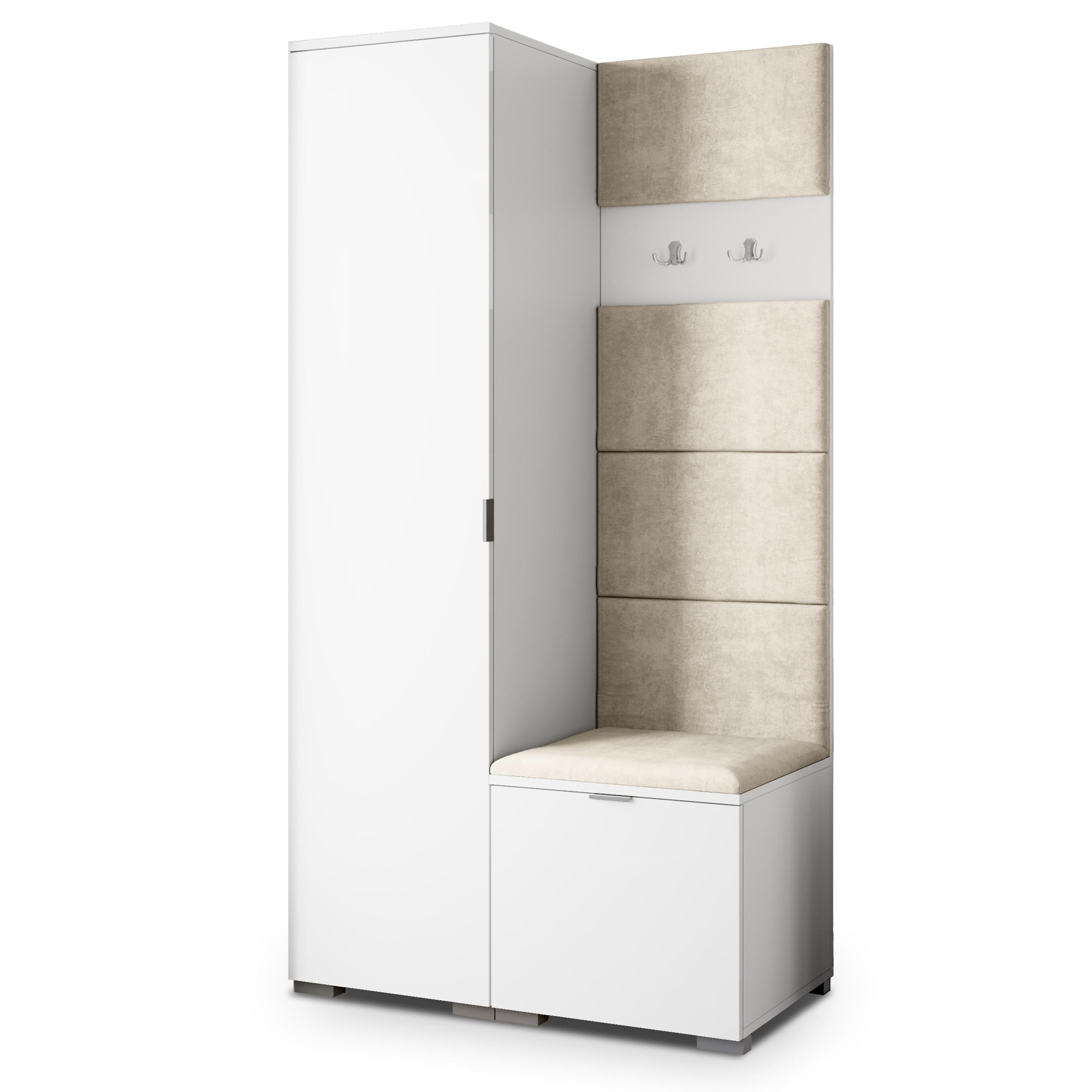 GARDEROBENSCHRANK LORI 95/181/51 cm Modern Weiß - Beige/Weiß, Holzwerkstoff (95/181/51cm) - MASSENO