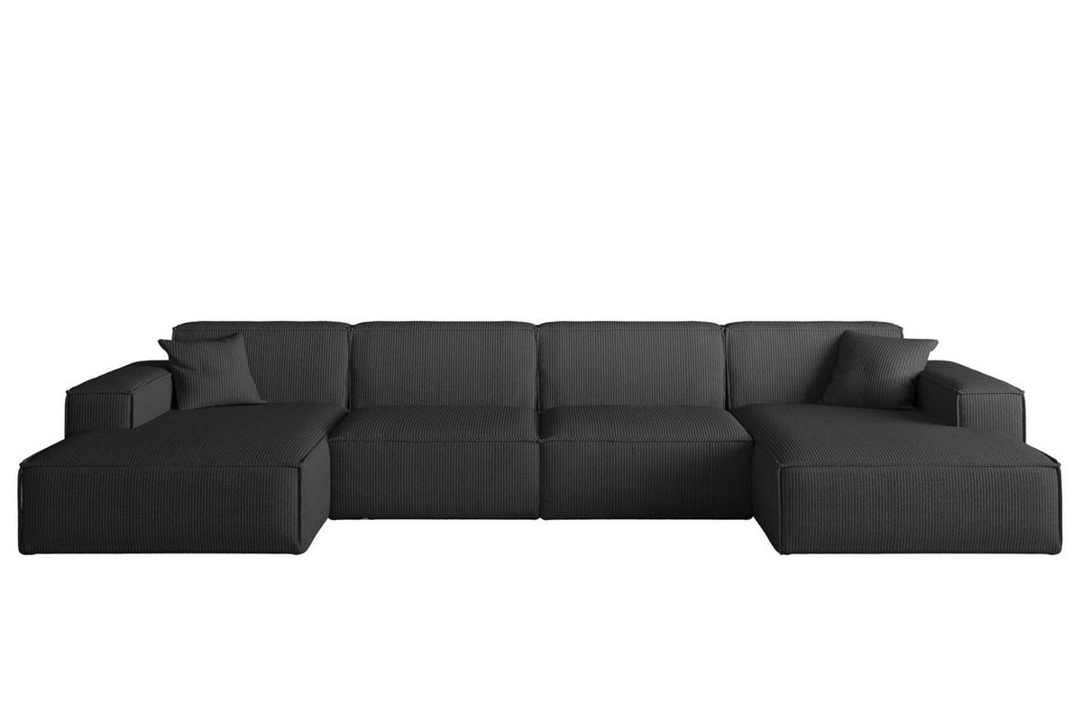 WOHNLANDSCHAFT Celes Premium In Scala - Schwarz, Holzwerkstoff/Textil (379/73/165cm) - Fun Möbel
