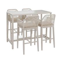 SET BARTISCH + BARHOCKER eckig Beige 5er-Set - Beige, Metall (65/130/105cm) - MCW