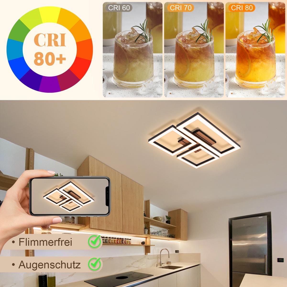 LED DECKENLEUCHTE Vrelis 37/31/6 cm - Schwarz, Kunststoff/Metall (37/31/6cm) - ZMH