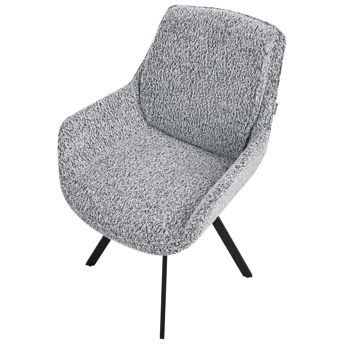 ESSZIMMERSTUHL drehbar Bouclé Schwarz/Weiß Marcellus - Weiß, Textil (59/87/60cm) - Beliani