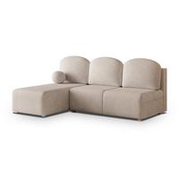 ECKSOFA TRAMA Beige Geflochtener Stoff mit Schlaffunktion - Beige, Holz (200/143cm) - MASSENO