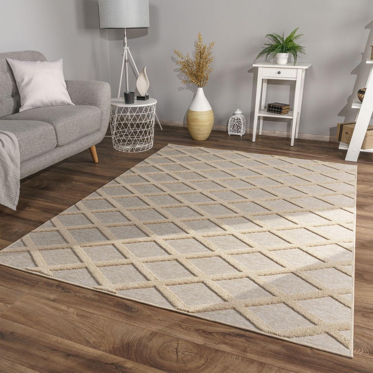 FLACHWEBETEPPICH Skandinavisch Dunkelcreme Beige 120 x 160 cm - Creme, Kunststoff (120/160cm) - TT Home