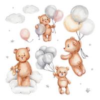 WANDAUFKLEBER 130x195cm - Teddybären mit Luftballons - Multicolor, Kunststoff (130/195/0.1cm) - Wallfluent