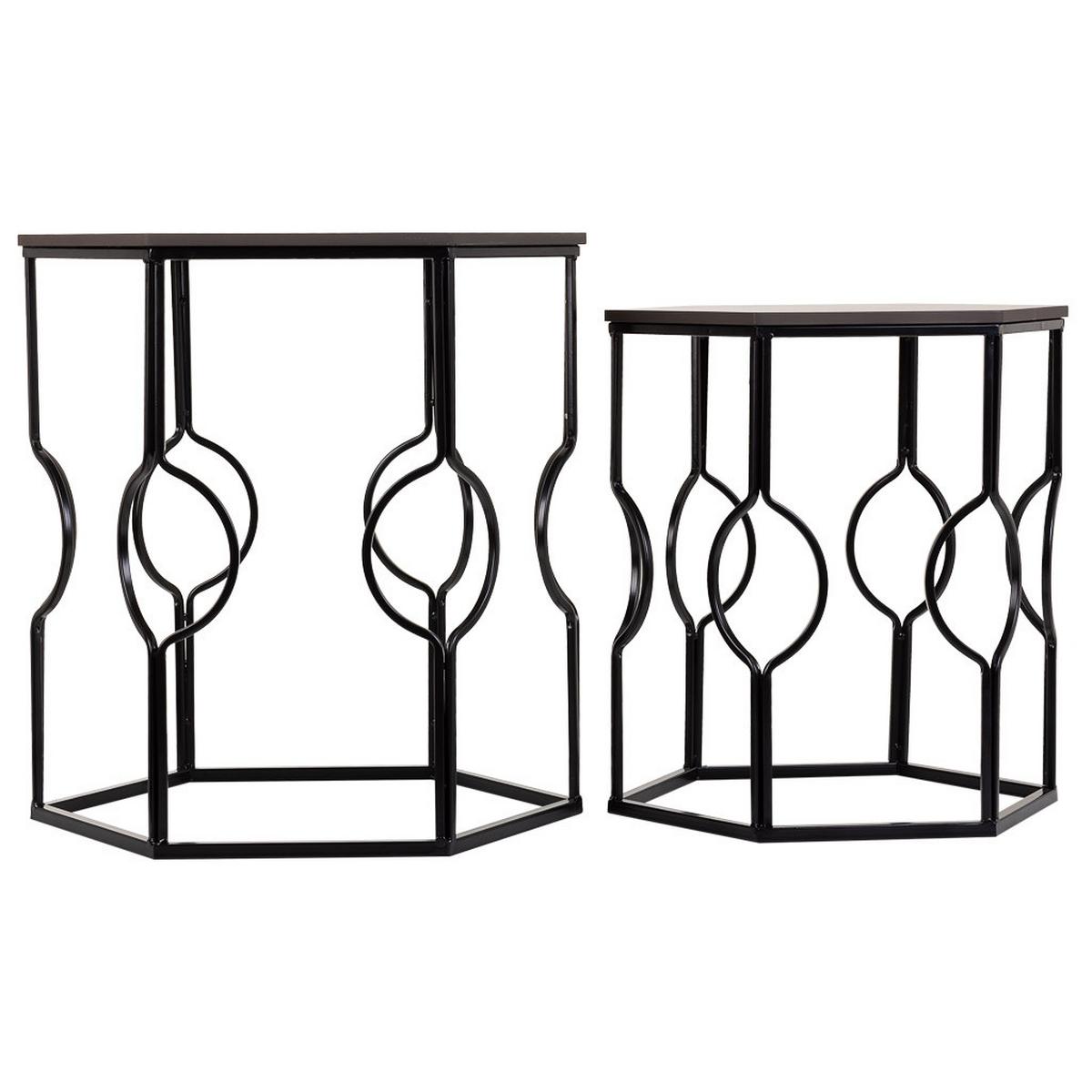 TISCH aus Metall, schwarz, 34x52x39cm, 2-tlg. - Schwarz, Metall (39/39/57cm) - Wanderlust