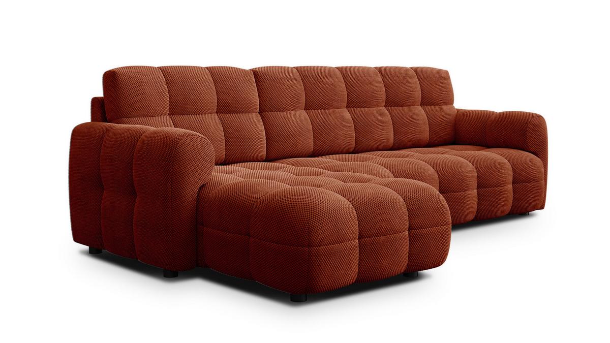 ECKSOFA MELLOW 4-Sitzer, dunkelorange - Dunkelorange/Schwarz, Holz/Textil (262/156cm) - Wozimo