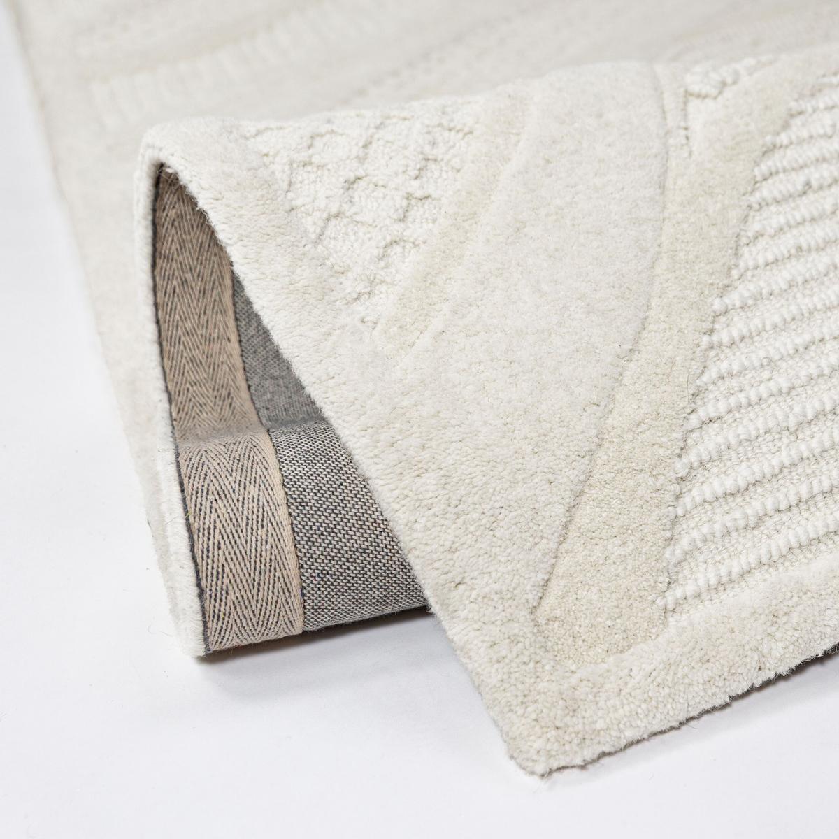 TEPPICH aus Wolle CARVE in Weiß, abstrakt, Florhöhe 14 mm, 80 x 230 cm - Beige, Textil (230/80cm) - KADIMA DESIGN