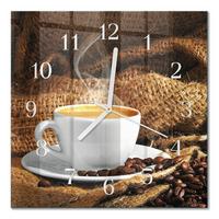 WANDUHR aus Glas 30x30 cm - Kaffeebohnen - Braun, Glas (30/30/0.4cm) - TULUP