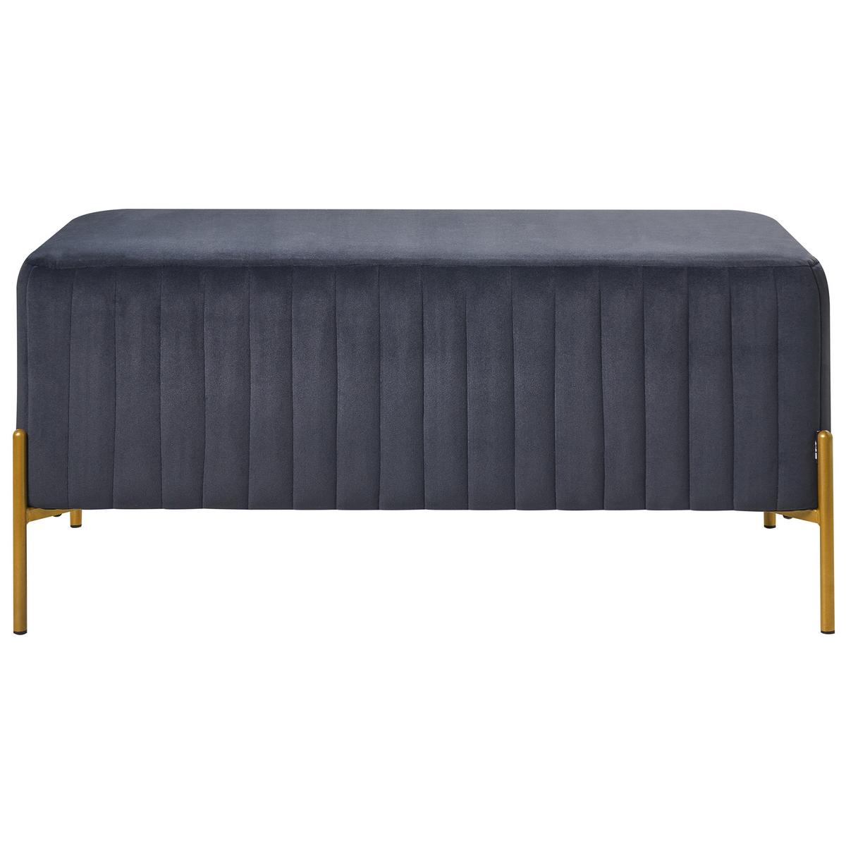 POLSTERBANK Samtstoff Schwarz Utah - Schwarz, Textil (91/43/47cm) - Beliani