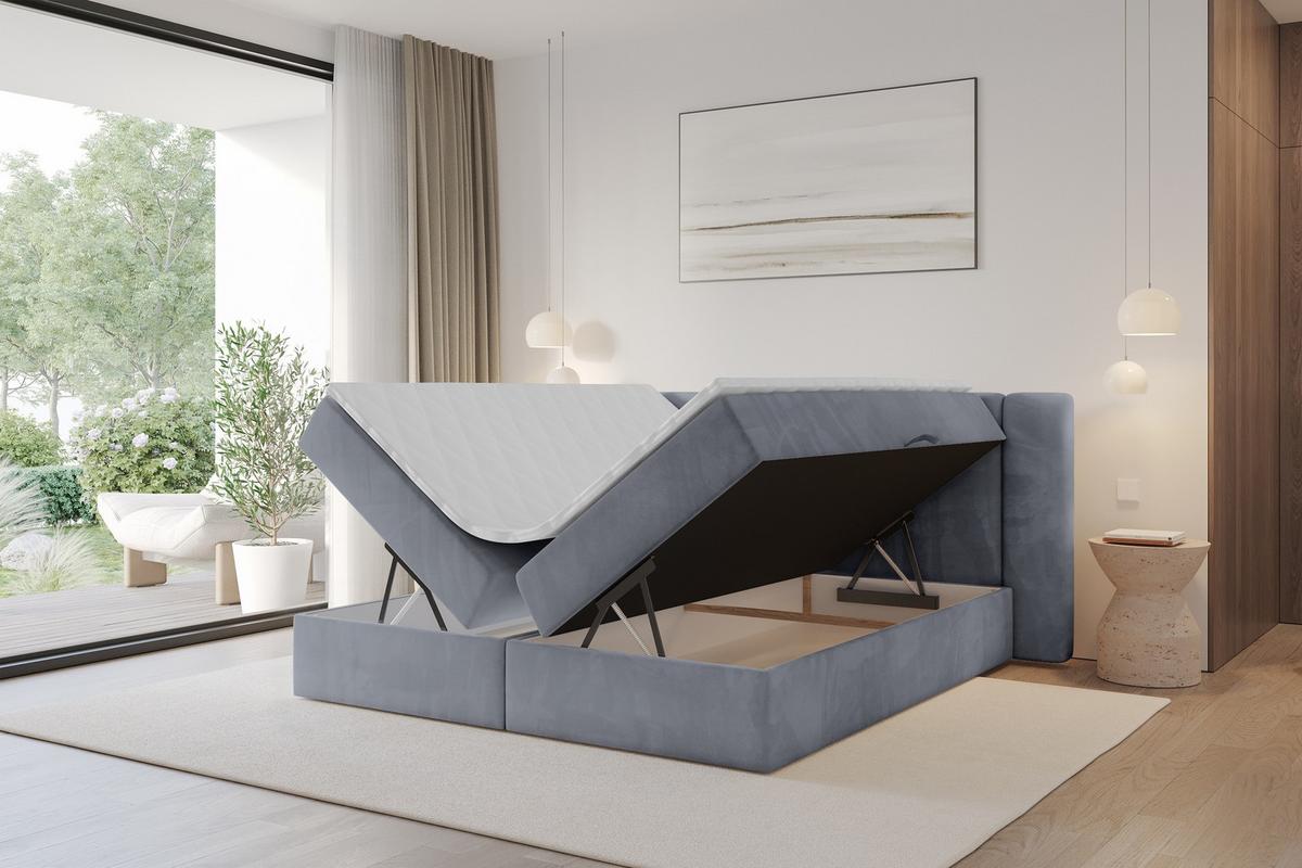 BOXBETT mit Matratze H4 - EVON - 180x200 cm Grau - Grau, Holzwerkstoff (180/200cm) - ALTDECOR