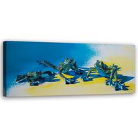 WANDBILD drei blaue frösche - Blau, Textil (90/30cm) - Feeby