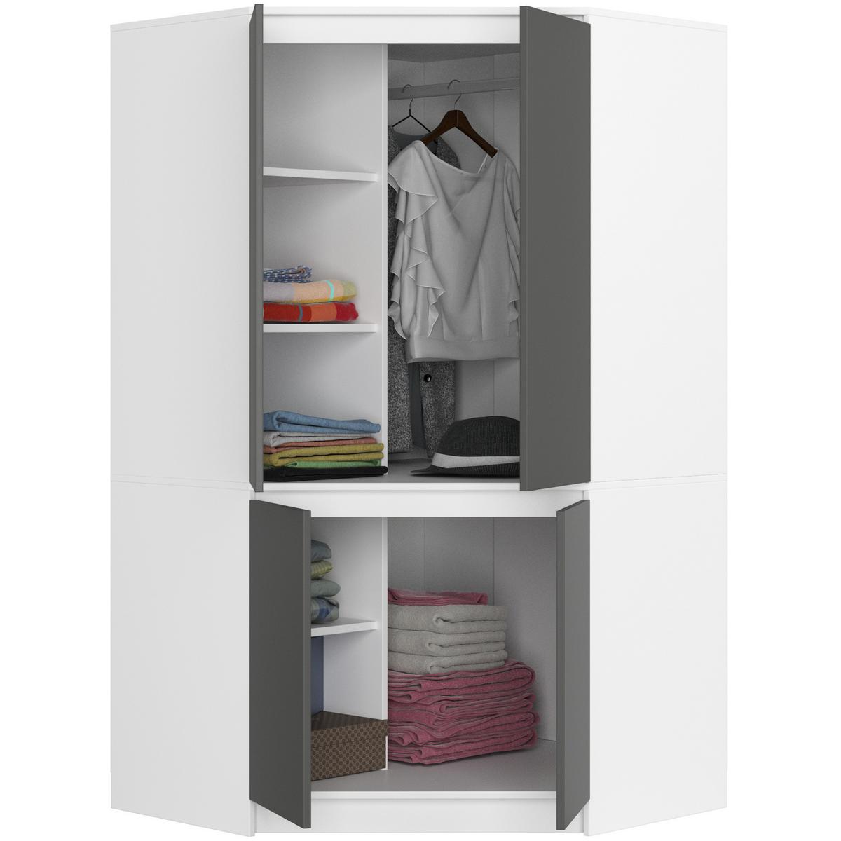 KLEIDERSCHRANK Weiß, Grau 180/100/50 - Weiß/Grau, Holzwerkstoff (100/180/50cm) - RAUMHIRSCH FURNITURE