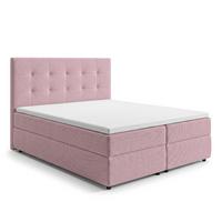 BOXBETT SAKARYA 140x200 cm mit Bettkasten und Matratze - Rosa + TOPPER - Schwarz/Rosa, Holz/Holzwerkstoff (140/200cm) - AX Living