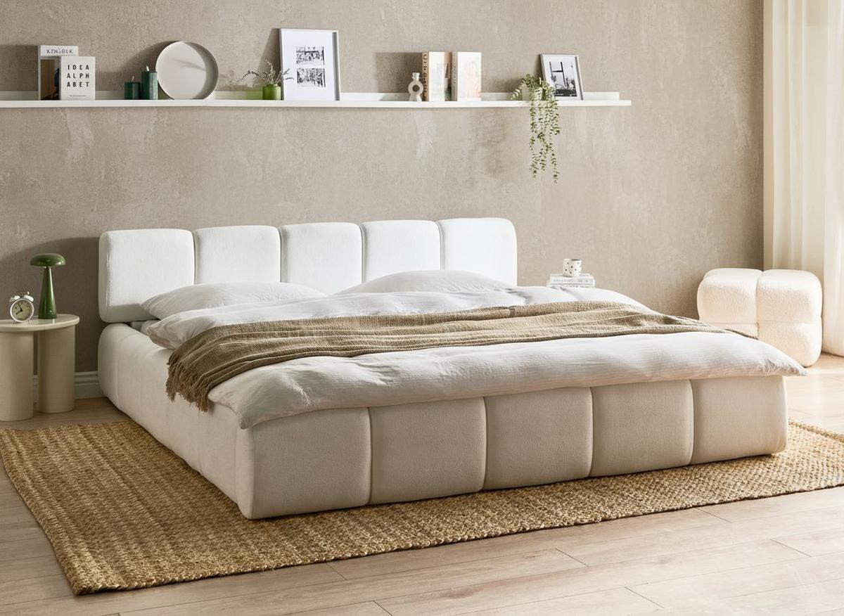 BETT mit Lattenrost 180/200 Stoff Cremeweiß Orville - Creme, Textil (180/200cm) - Beliani