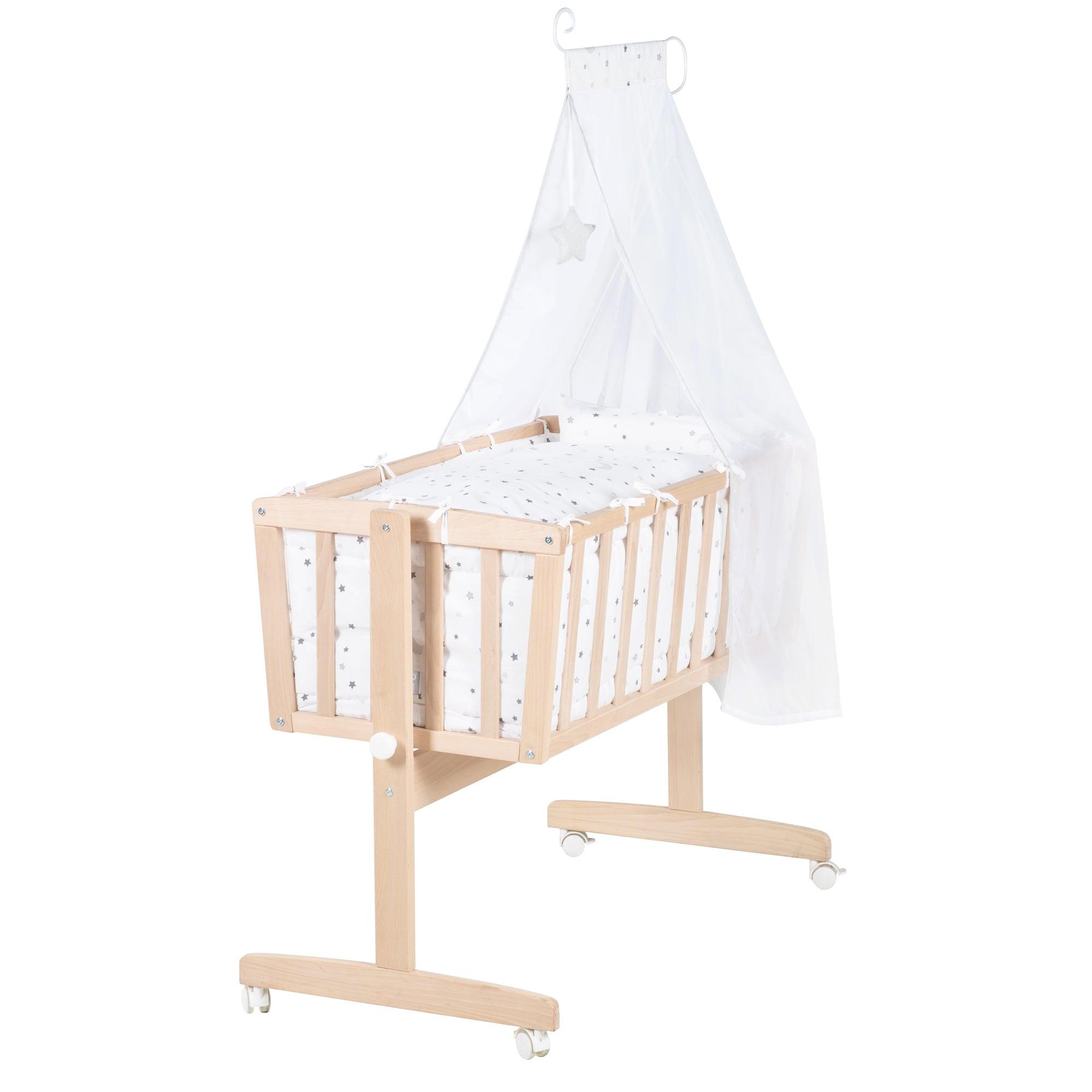 BABYWIEGENSETT Sternenzauber grau - Naturfarben, Holzwerkstoff/Textil (40/90cm) - Roba