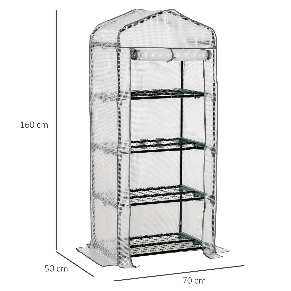 FOLIEN-GEWÄCHSHAUS mit 4 Fächer Weiß 70/50/160 cm - Weiß, Metall (50/160/70cm) - Outsunny
