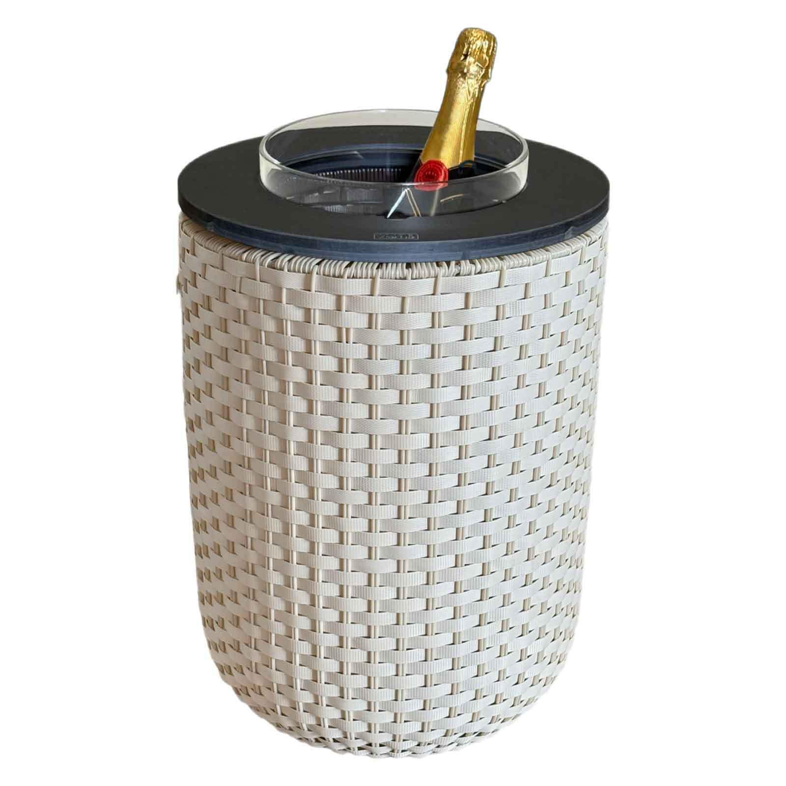 4-IN-1 LOUNGETISCH MIT ACRYL-KÜHLER London Champagner-Schwarz 50 cm - Champagner/Schwarz, Kunststoff (34/34/50cm) - COOTAB Cooler Table