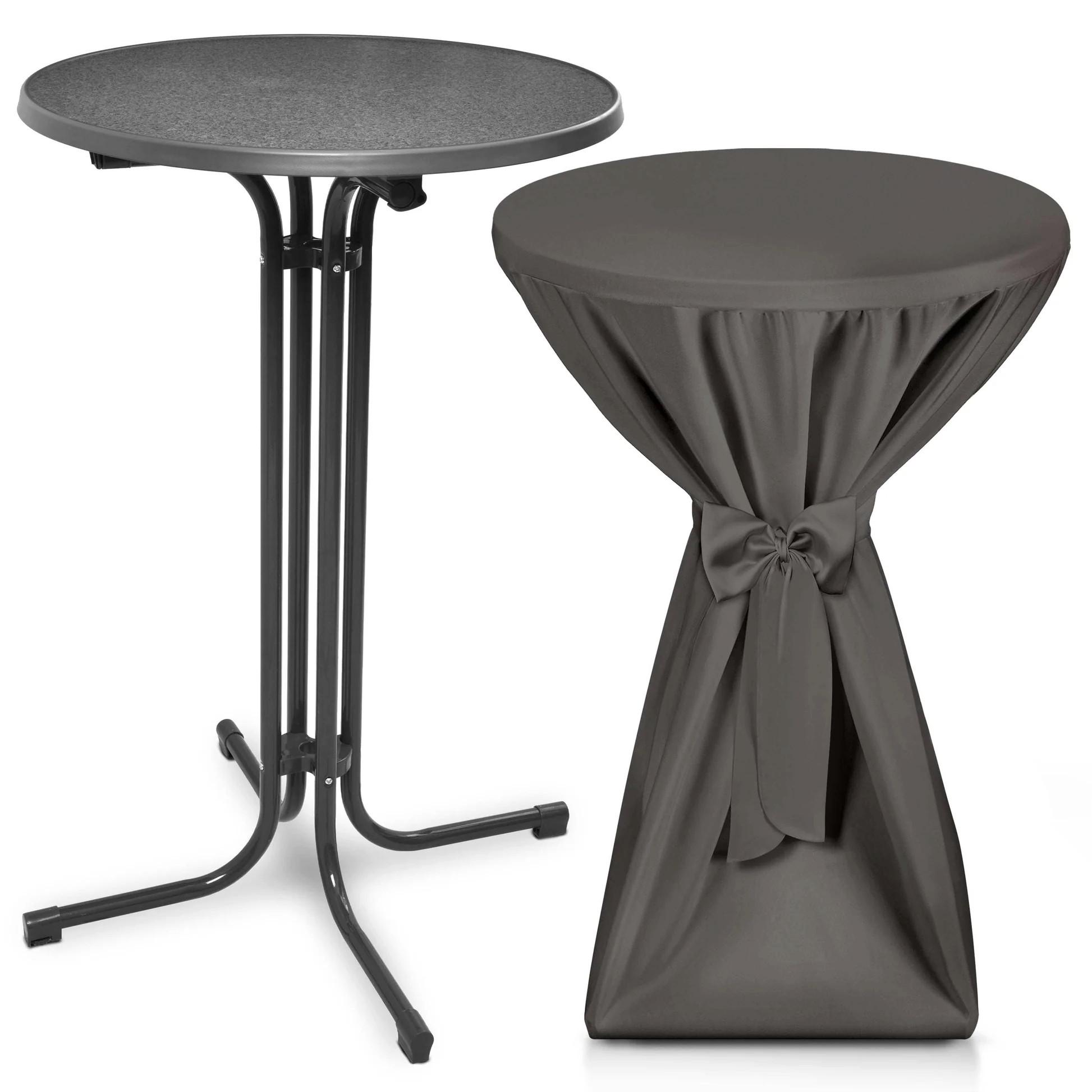 STEHTISCH Bellini Ø 80cm Grau mit Premium Stehtischhusse Ø 80cm Anthrazit - Anthrazit/Schwarz, Metall (80/80/110cm) - Beautissu 