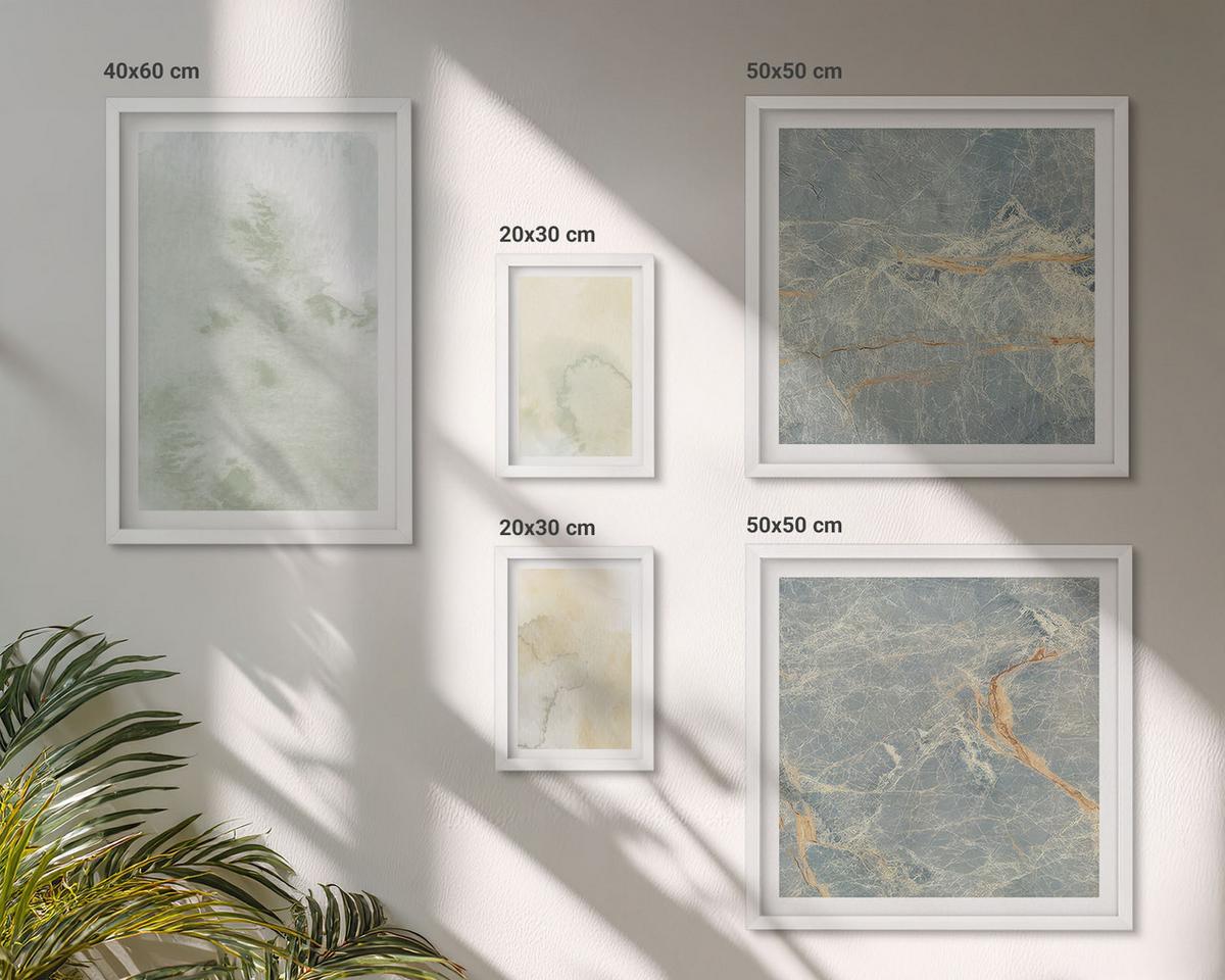 BILDER SET 5er Set - 50x50 cm & 20x30 cm & 40x60 cm Weißer Rahmen - Pastellfarben auf Aquarellleinwand - Weiß, Kunststoff (40/60cm) - TULUP