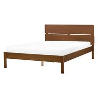 BETT mit Lattenrost 140/200 cm Gummibaumholz Dunkelbraun Boisset - Dunkelbraun, Holz (140/200cm) - Beliani