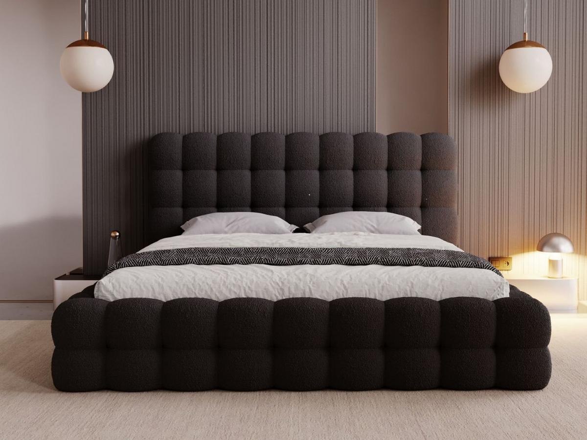 POLSTERBETT Twist 160x200 Schwarz - Schwarz/Naturfarben, Holz/Kunststoff (160/200cm) - Graingold