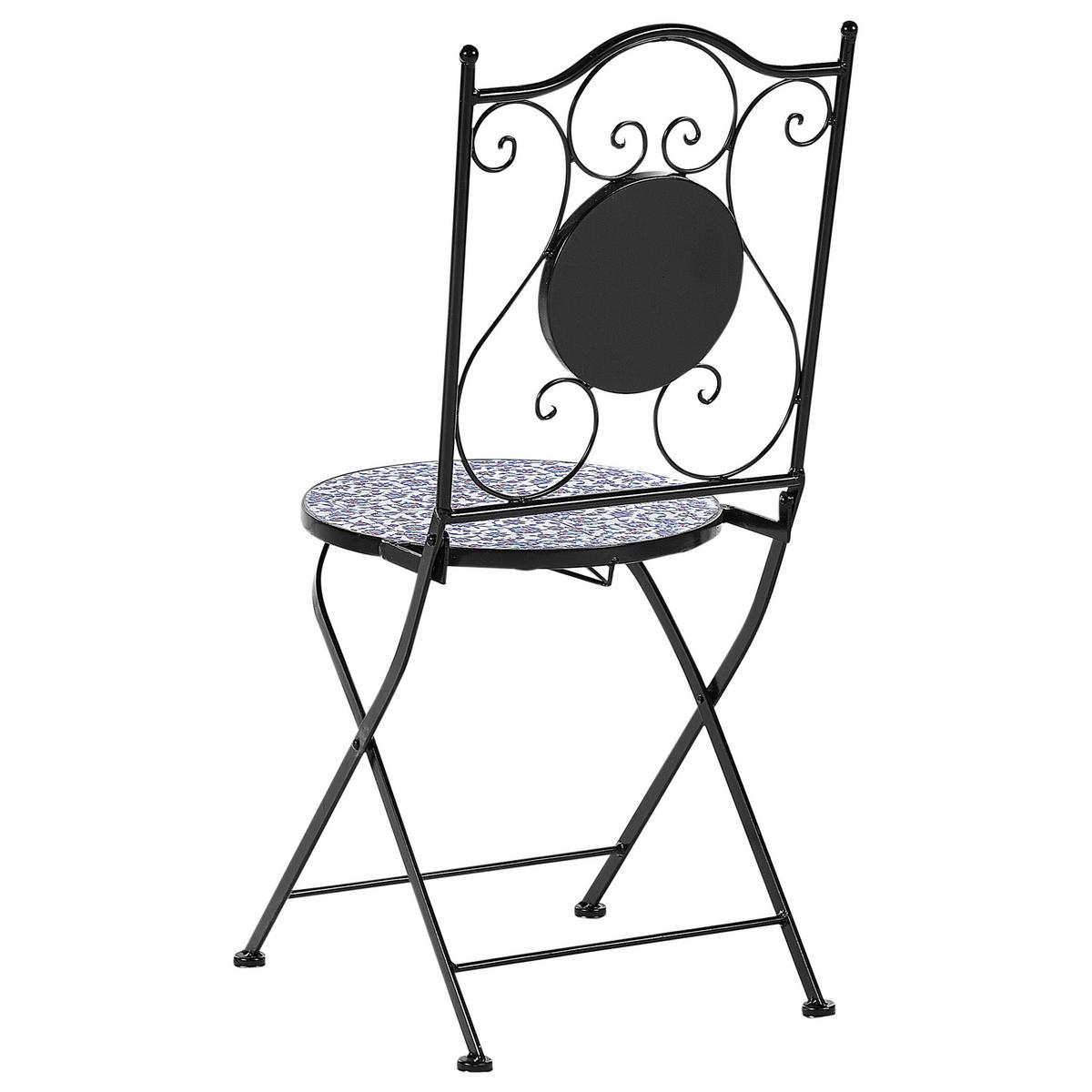 GARTENSTUHL 2er-Set Metall Schwarz Camprena - Blau/Schwarz, Metall (40/90/45cm) - Beliani