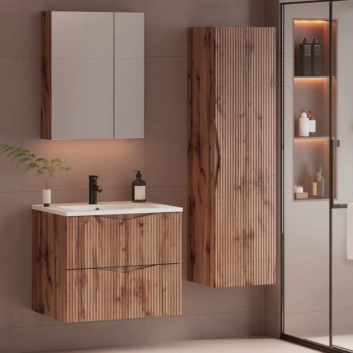 BADMÖBEL 60cm Tao 2er-Set Holz - Braun, Holzwerkstoff (60/50/45.8cm) - Petits-meubles