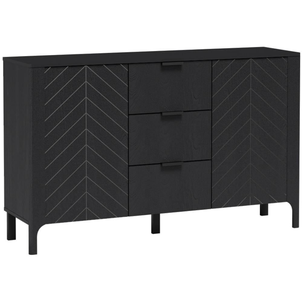 SIDEBOARD Lume mit 3 Schubladen und 2 Türen, schwarz - Schwarz, Holzwerkstoff/Metall (153/95/40.5cm) - Beautysofa