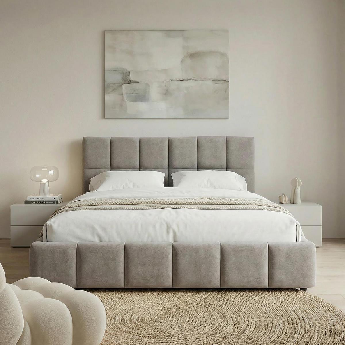 POLSTERBETT EMILIA 180x200 cm grau - Grau, Textil (180/200cm) - IDIMEX