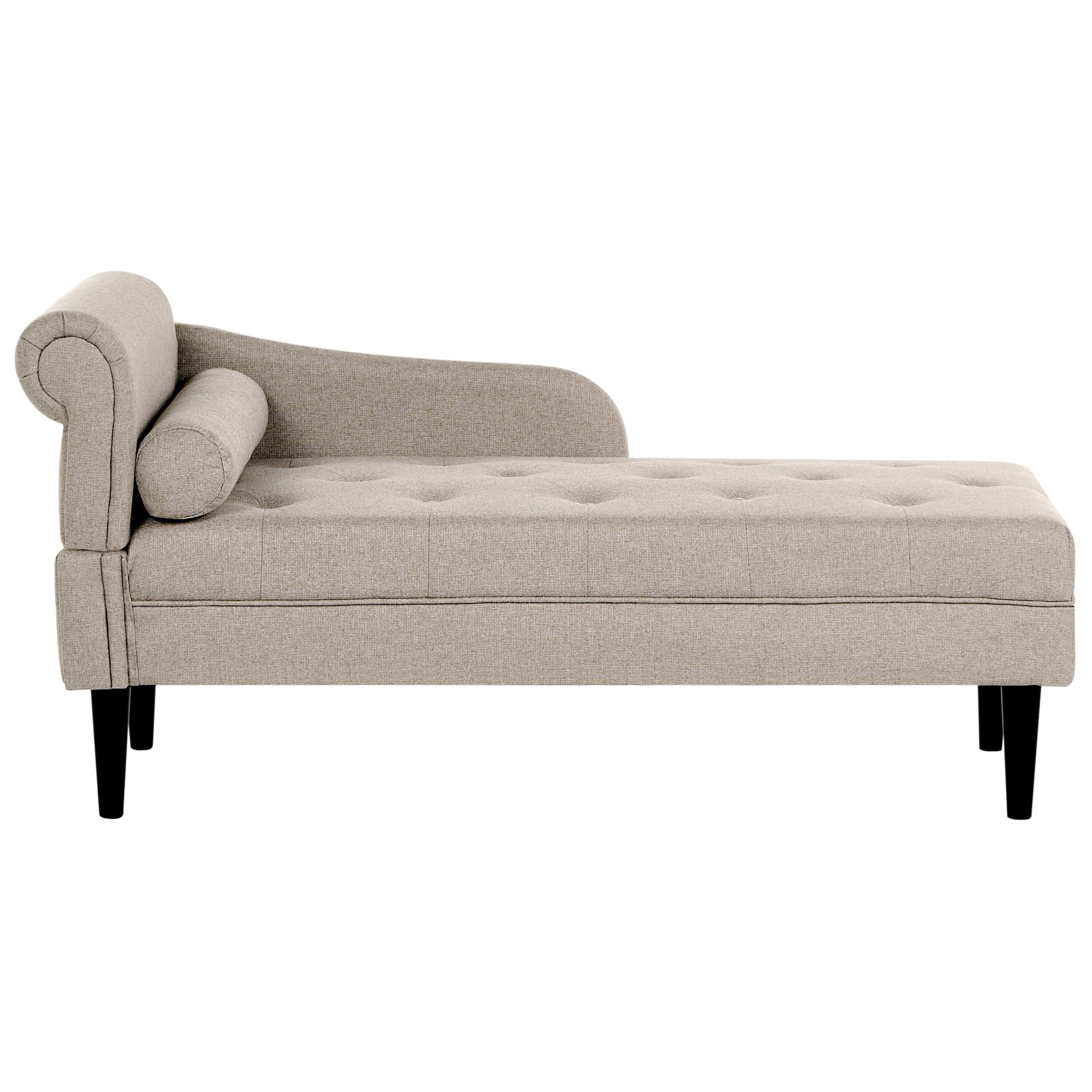 CHAISELONGUE-LINKSSEITIGE Stoff Beige Yvoire - Beige/Schwarz, Textil (68/72/151cm) - Beliani