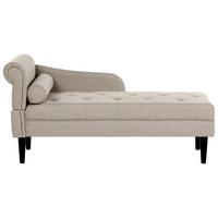 CHAISELONGUE-LINKSSEITIGE Stoff Beige Yvoire - Beige/Schwarz, Textil (68/72/151cm) - Beliani
