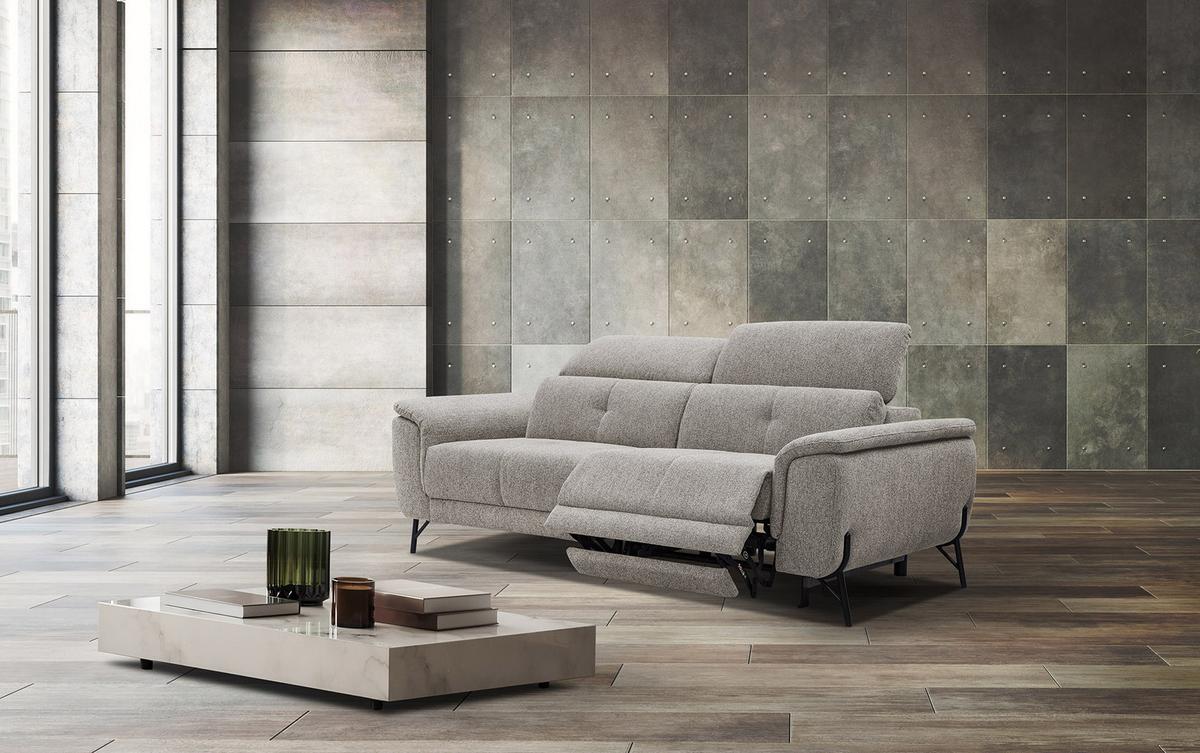 SOFA AVENA 3-Sitzer mit 1 Relaxfunktion, taupe - Taupe, Holzwerkstoff/Textil (204/80/108cm) - Wozimo