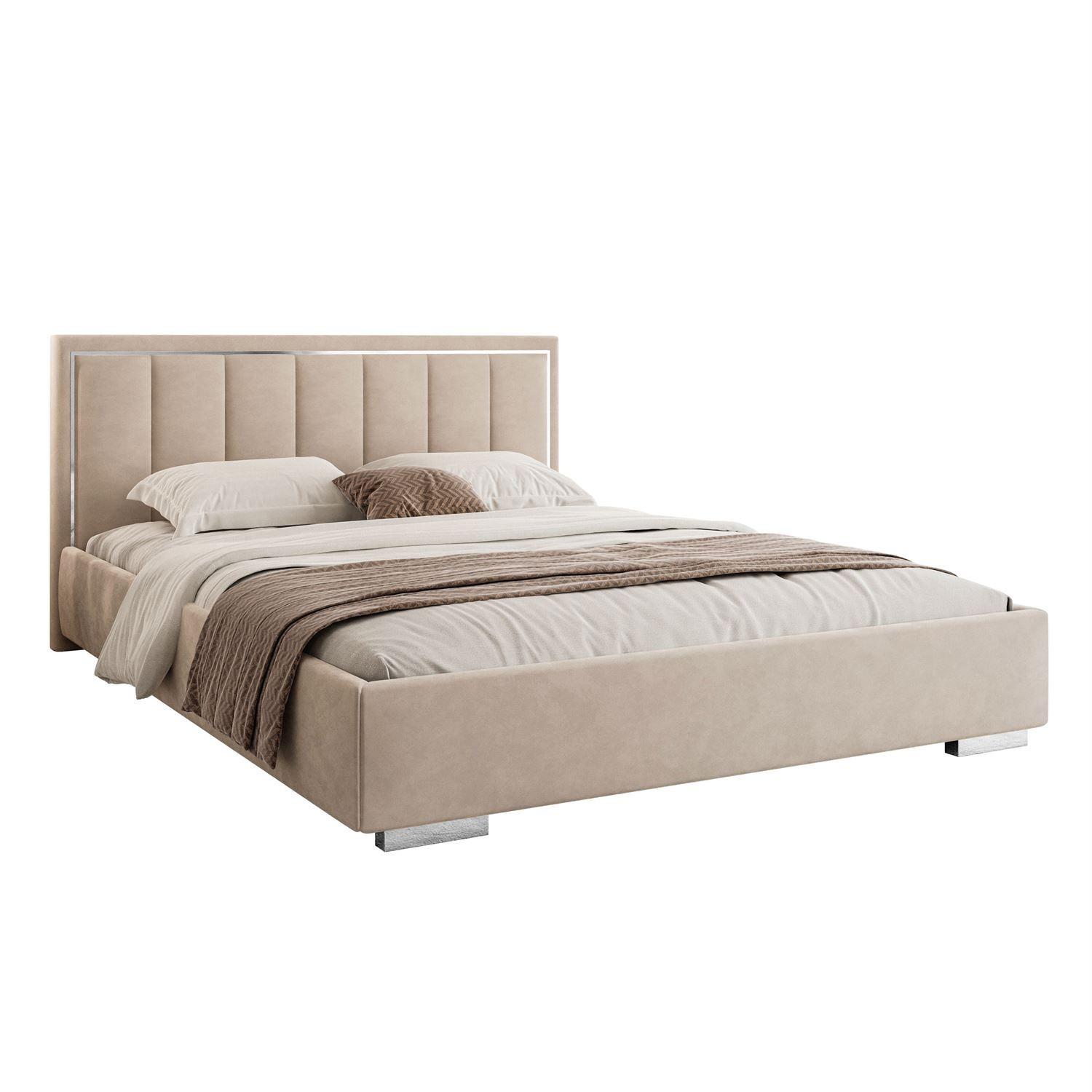POLSTERBETT AURELIA SILVER mit Stauraum und Metallrahmen 120x200 Jasmine 22 - Creme, Textil (120/200cm) - Lookway