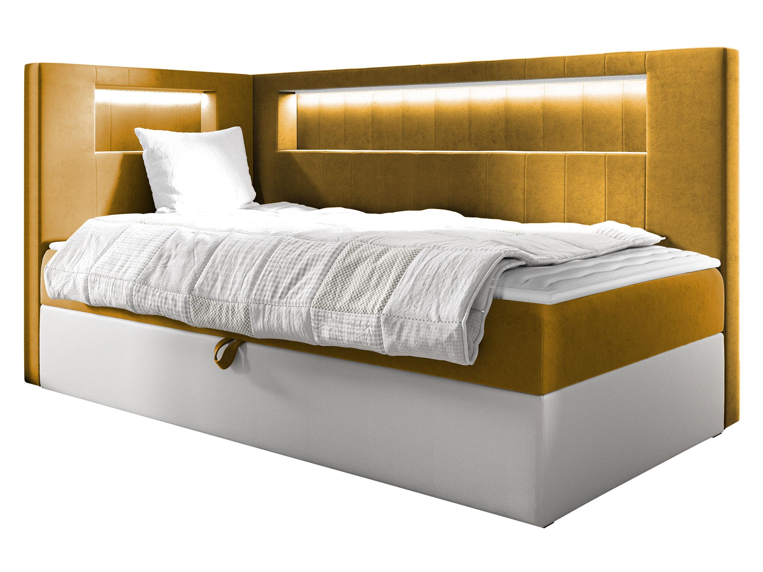 BOXBETT Gold Junior 3, Seite zum Öffnen des Bettkastens: Links - H3 - Gelb/Weiß, Holz (80/200cm) - MIRJAN24