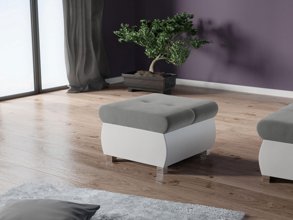 POLSTERHOCKER Orkan Klein - Silberfarben/Weiß, Holz/Textil (60/39/60cm) - MIRJAN24