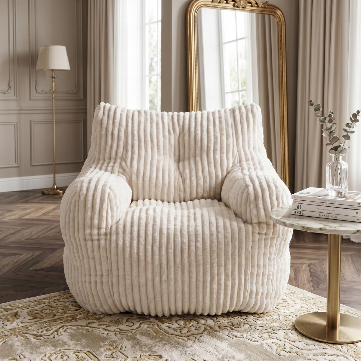SESSEL weicher cord-stoff ergonomischer mit schaumstofffüllung - Beige, Textil (100/70/94cm) - Urban Meuble